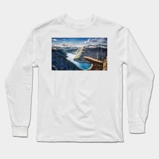 Trolltunga Norway Fjord Painting Long Sleeve T-Shirt